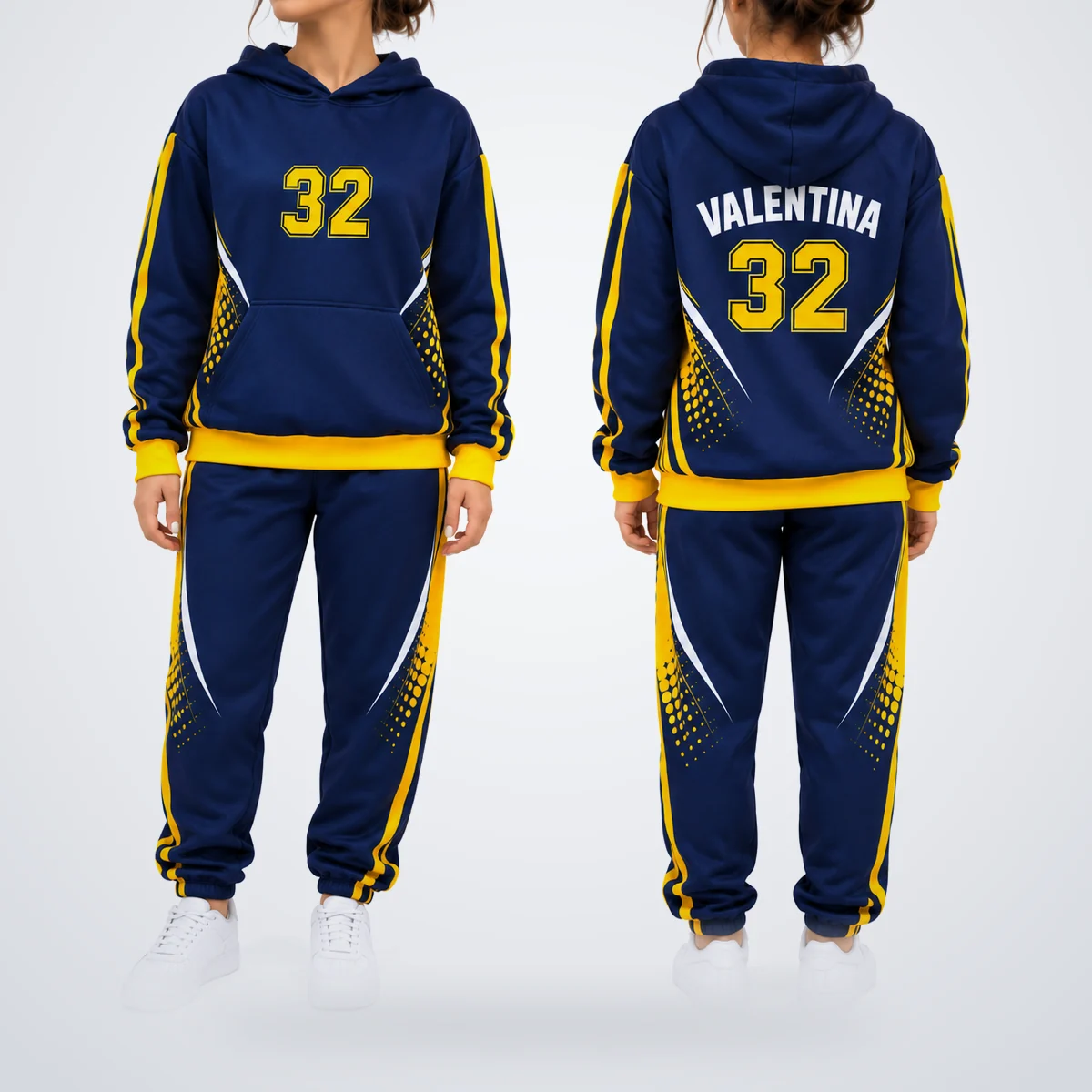 Buzo deportivo personalizado con nombre Valentina y número 32
